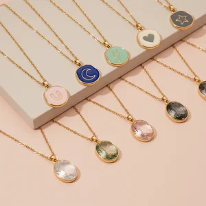 Charming gemstone necklaces flat lay