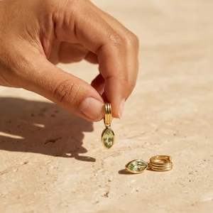 Gold and green gemstone earrings
