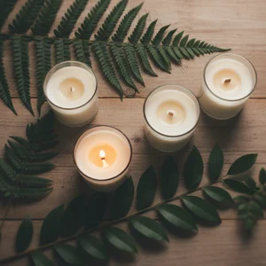 Scented candles with greenery