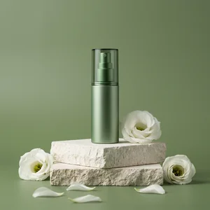 Natural skincare on stone pedestal