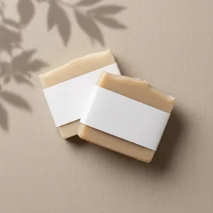 Minimalist soap on textured beige