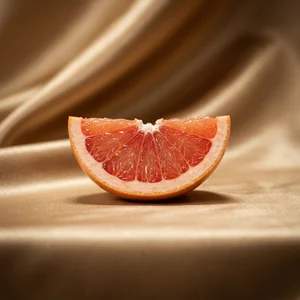 Grapefruit slice on gold silk