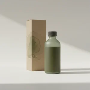 Minimalist green bottle skincare duo