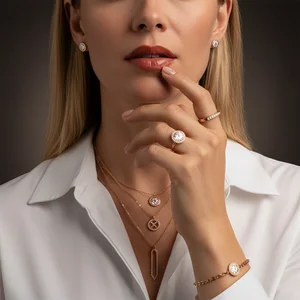 Elegant gold jewelry on model