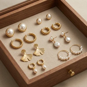 Elegant gold and pearl earring collection