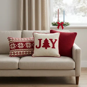 Festive pillows on a cozy sofa