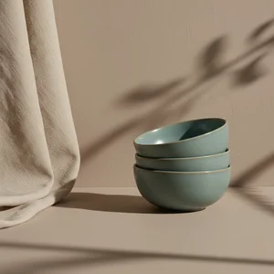 Artisan ceramic bowls with light
