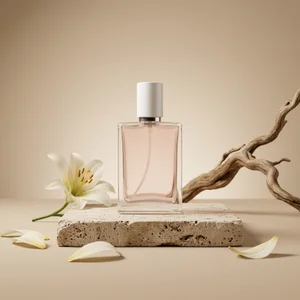 Natural perfume on stone podium