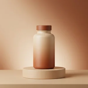 Warm gradient bottle on podium