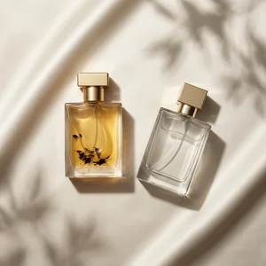 Elegant perfume duo on silk