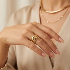 Elegant stacked gold rings