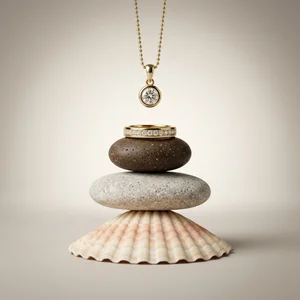 Natural jewelry stack on stones