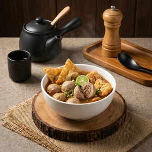 Rustic spicy meatball soup