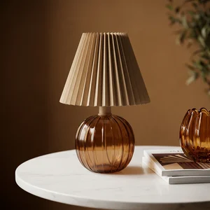 Elegant amber glass lamp on marble