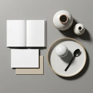 Minimalist flat lay with ceramics