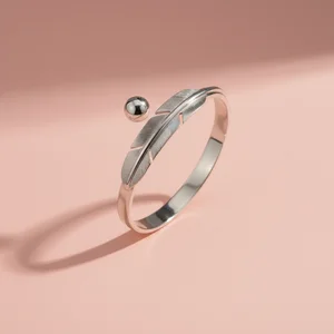 Delicate silver feather bracelet