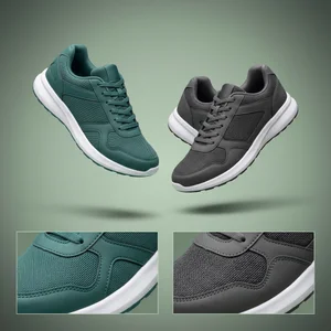 Floating sneakers on teal background