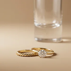 Elegant gold diamond ring set