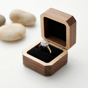 Luxury ring in geometric wood box