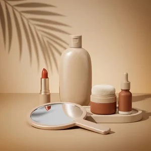 Warm beige cosmetic collection