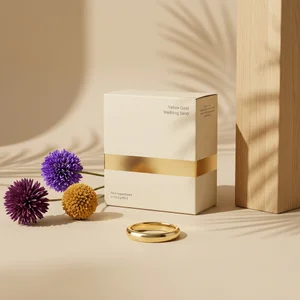 Elegant jewelry and box on beige