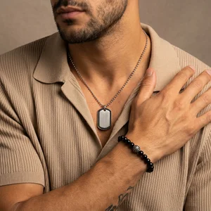 Masculine jewelry on model