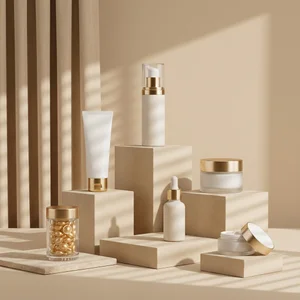 Elegant beige cosmetic collection