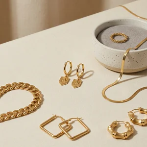 Modern gold jewelry collection