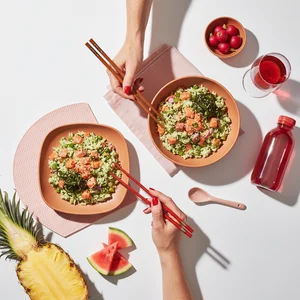 Vibrant summer meal flat lay