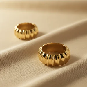 Luxury gold ring on silk
