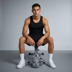 Male fitness model on bench