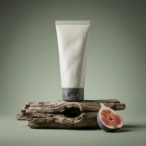 Natural skincare on driftwood