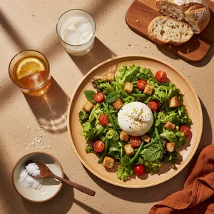 Vibrant healthy lunch flat lay