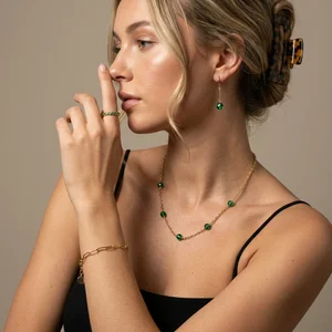 Elegant green gemstone jewelry set