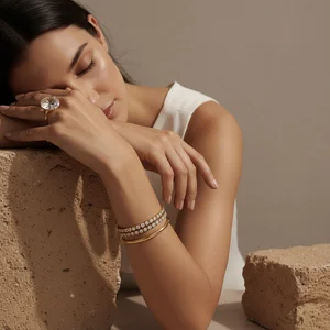 Serene Beauty with Gold Jewelry