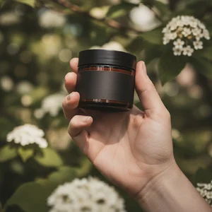 Eco-organic cosmetic jar with flowers