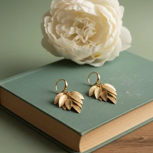Elegant Leaf Earrings on Book