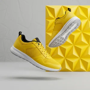 Dynamic yellow sneakers display