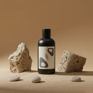 Aromatic Black Bottle on Rocks