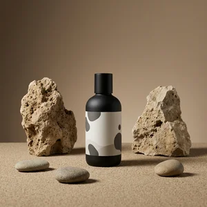 Earthy minimalist bottle display