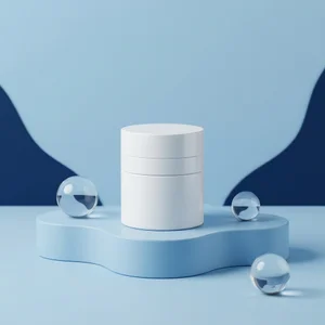 Modern blue skincare podium