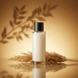 Golden skincare with pampas grass