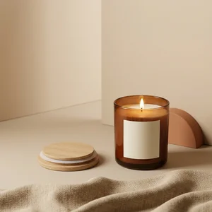 Minimalist warm candle scene
