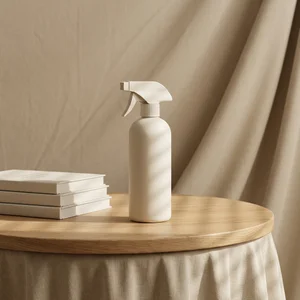 Warm minimalist spray bottle scene