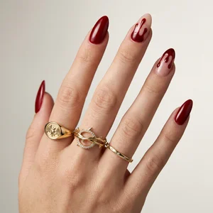 Spooky blood drip nails and bat ring
