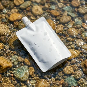 Hydrating pouch on river stones
