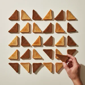 Toasted bread pattern with hand