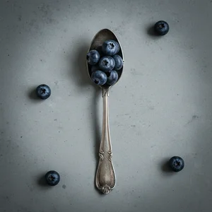 Fresh Blueberries on Spoon