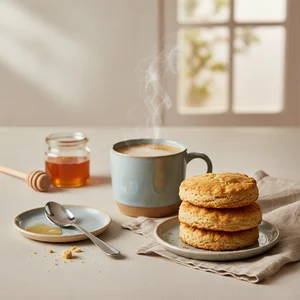 Cozy coffee & biscuit morning scene