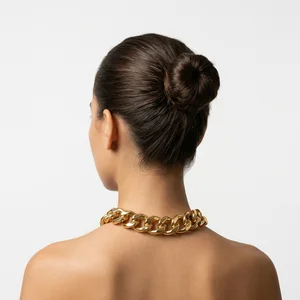 Chunky gold chain on model